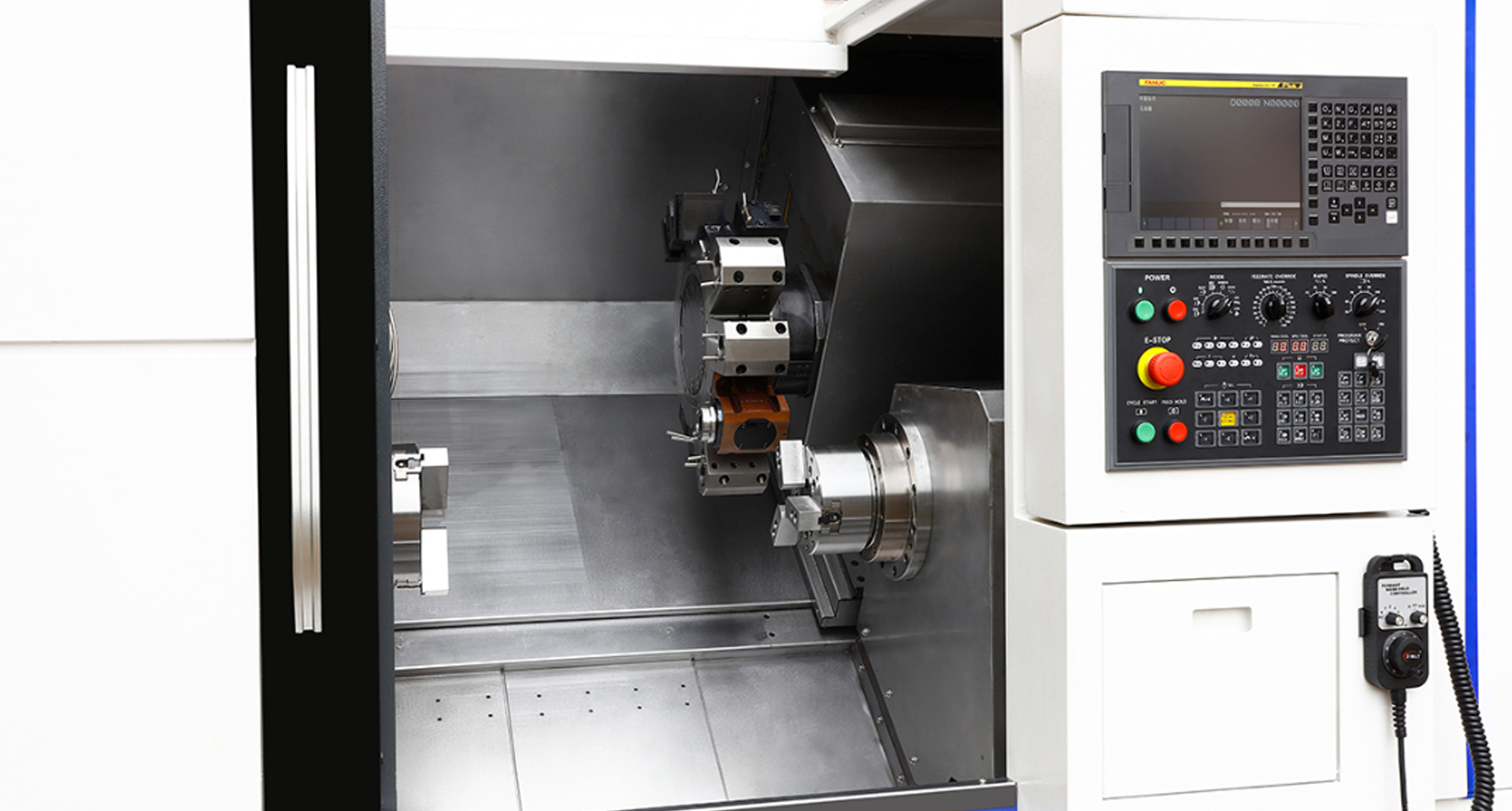 Модель токарного станка с противошпинделем